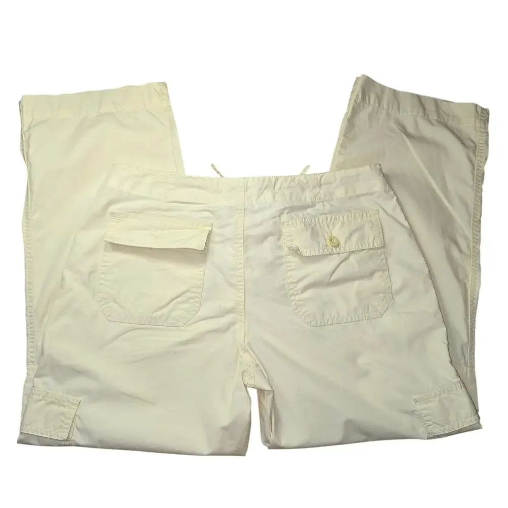 Y2k Old Navy Low Rise Cargo Capris Womens Size 4 Butter Yellow 100% Cotton - Picture 2 of 8